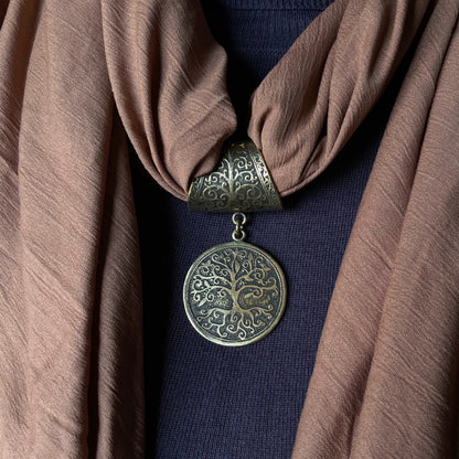 100% Natural Linen Scarf Ring "Tree of Life."