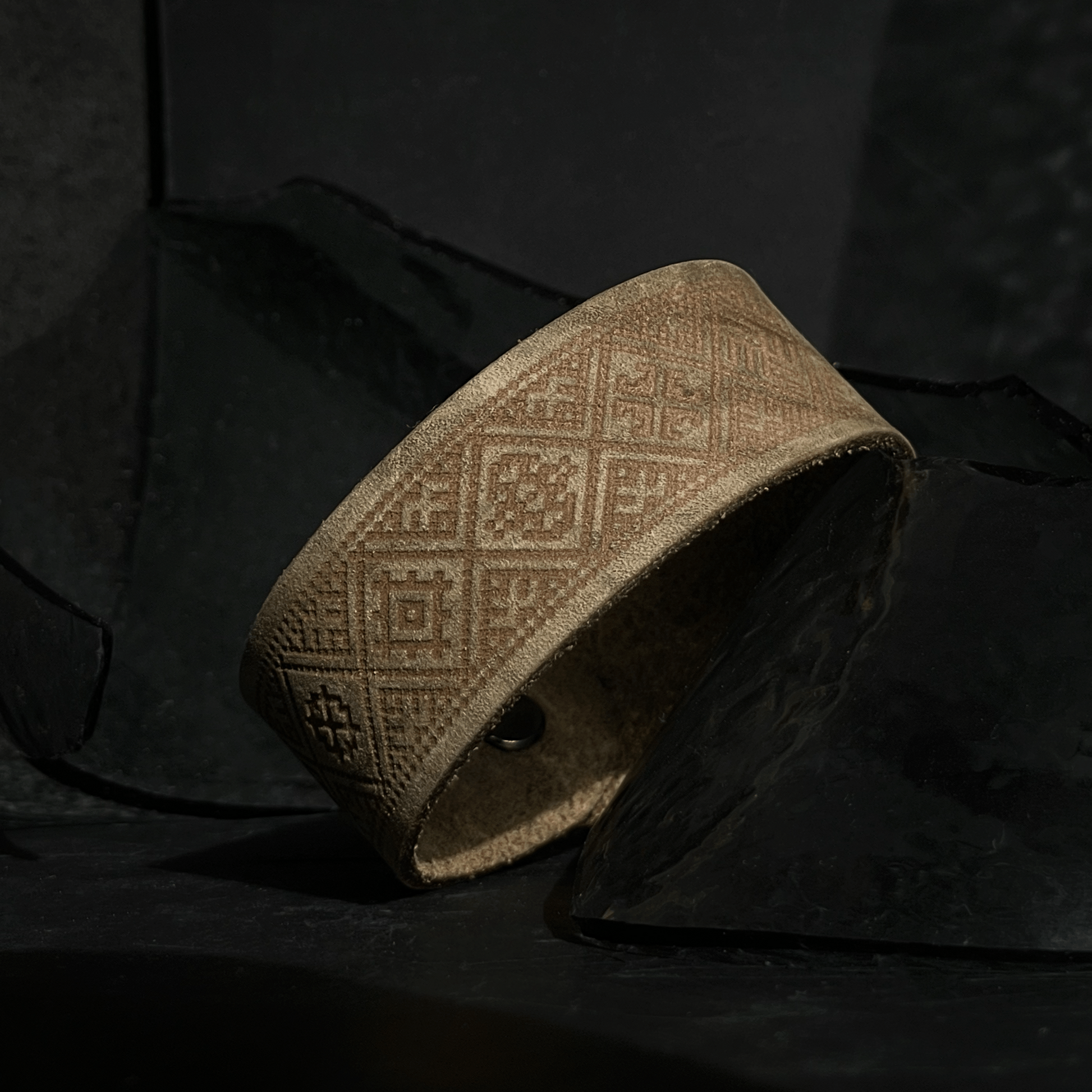 Moss green leather bracelet